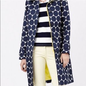 Boden Rainy Day Mac Navy White Polka Dot Raincoat
